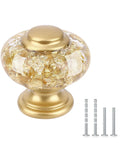 12 Pack Gold Dresser Knobs With Crystal Cabinet Drawer Pulls, Ultra Sleek Gold Hardware For Quick Home Makeovers, Easy To Install With Removable Screws; gold crystal knob with screws