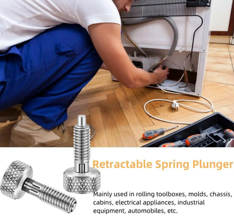 Heavy Duty Spring Plunger Pair With Zero Hassle Knurled Grip Solid Stainless Steel Quick Release Pin M6 Lock Out Assembly in use.