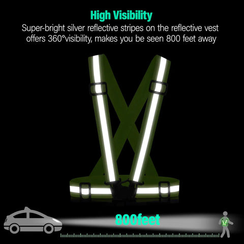 Reflective Running Vest 2 Pack High Visibility Gear For Cycling Jogging Walking with bright silver stripes visible at night.