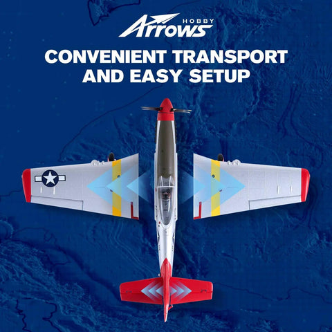 RC Plane P51 850mm Wingspan With Vector Flight Stabilization System PNP Plug And Play Remote Control Airplane overhead view
