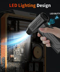 Person using Powerful 130000 RPM Cordless Air Duster With LED Light, 3 Gear Adjustable Mini Blower on computer component