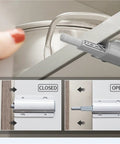 Magnetic Cabinet Latches For Touch Open Cabinets, No Fuss Handle Free Aluminum Alloy Door Catches, Open and Closed Views
