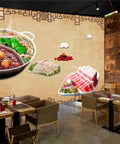 High Definition 3D Wall Covering Showcasing A Flavorful Meat Herb Roll Spice Print To Seriously Level Up Your Cafe Or Restaurant Digs With Bold Commercial Style And A Fresh Vibe Across A Generous 17 By 16 Foot Surface.