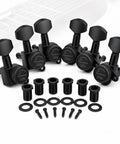 Six Right Hand Locking Guitar Tuners With 1 To 18 Gear Ratio Replacement Pegs For ST TL SG LP Style Electric And Acoustic Guitars Black Premium Build Six Piece Set, black set with bushings and screws