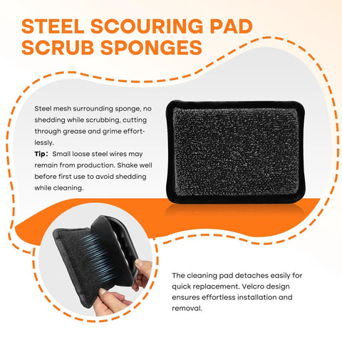Griddle Cleaning Kit With 3 Replacement Scouring Pads For Flattop Grills Rust Removal Bristle Free Stainless Mesh Cleaner
