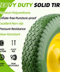 Flat Free Wheelbarrow Tire Replacement Universal Fit 4.80 4.00 8 Inch Solid No Air Industrial Grade Never Flat