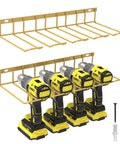 Two Pack Power Tool Organizer Wall Mount, Heavy Duty Metal Shelf For Four Cordless Tools, Drill Shelf Holder