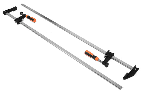 Two Pack Quick Adjust 36 Inch Steel Bar Clamps With 2.5 Inch Throat And Micro Adjustment Handle Non Marring Pads Heavy Duty F Clamps