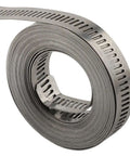 Premium Stainless Steel Hose Clamp Kit With Adjustable Worm Gears For Quick Tightening And Secure Grip. Heavy Duty 304 Grade Metal Bands Fit All Sizes Perfectly For Automotive, Plumbing Or Industrial Jobs. No More Leaks Or Loose Fittings On The Job. Easy coil of stainless steel worm gear hose clamp band