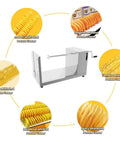 ANYDOCANMOOT spiral potato cutter with manual stainless steel crank handle, front view