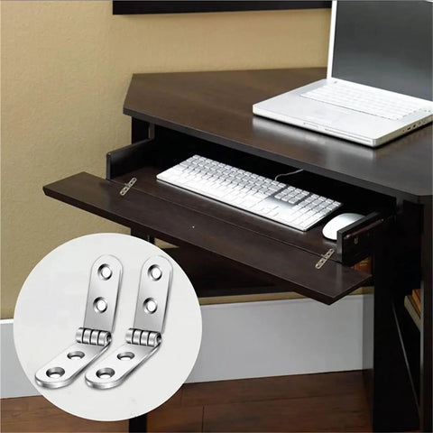 20 Pack 180 Degree Foldable Flap Hinges for Cabinets and Furniture, rounded corner shown on keyboard drawer