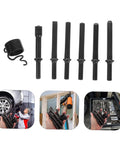 Pneumatic Air Rivet Kit With Chisel Bits And Pin Punch Tools for Drilling Riveting and Hammering Applications, shown with usage examples