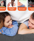 Couple lying on Grounding Bed Mat for Sleep Boost and Pain Relief Full Size 54 by 71 Inch, smiling under white bedding.
