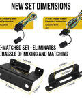 Built Like A Tank Four Way Flat Trailer Wiring Harness And Bracket Set With Dust Caps 16 Gauge Vehicle Side Towing Electrical Cords Hassle Free 3 Piece Plug And Play Kit dimensions with connectors and bracket size.