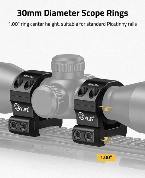 Scope Level With 30mm Scope Rings Kit For Picatinny Rails Anti Cant Bubble Level, 1 Inch And 30mm Ring Center Height