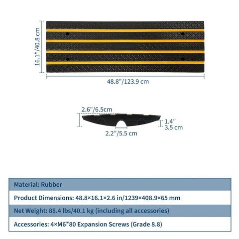 Heavy Duty Rubber Curb Ramps 2 Pack For Driveway Transition And Low Clearance Rides dimensions and material details