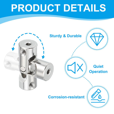 Rotatable Universal Steering Shaft 2mm To 3mm Inner Diameter U Joint Coupling Kit showing metal durability and features
