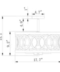 Diagram of Matte Black And Faux Wood Grain Three Light Chandelier With Metal Finish For Living Room Dining Area Or Bedroom Modern Ceiling Lighting Fixture ETL Listed Stylish And Durable with dimensions.
