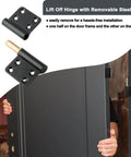 Six Pack 4 Inch Lift Off Flag Hinges Black Anodized Aluminum Removable Door Hinges With Lubricated Pins installed on a door