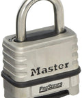 Resettable 4 Dial Padlock for indoor and outdoor use, stainless steel, perfect for construction sites and utility meters.