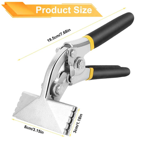 Sheet Metal Bender Pliers With 3 Inch Offset Jaw And Seven And A Half Cm Long Jaw For Tight Spaces Easy Bending Seaming And Flattening In Roofing Siding And HVAC Projects Cast Jaw With One Quarter Inch Bend Marks Ergonomic Handle