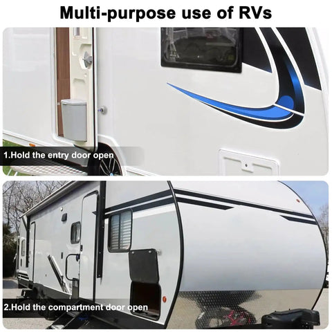 Magnetic RV Door Holder Keeps Doors Open Hands Free for Motorhomes Travel Trailers and Campers White Finish Durable Door Stopper