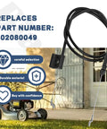 Engine Control Cable Replacement Part 302080049 for Power Smart Lawn Mower displayed with lawn mower