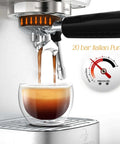 20 Bar Espresso Machine With Professional 10mm Milk Frother Steam Wand Stainless Steel Coffee Maker dispensing espresso