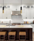 Get These Cool Black And Gold Modern Pendant Lights With Adjustable Cords Cylinder Design Perfect For Kitchen Island Dining Bedroom Living Room Vibes hanging over kitchen island