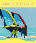 Two people using 4.2 Square Meters Inflatable Wing Foil Sail For Wing Foiling, SUP And Kitesurfing on water