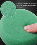 Close-up of green sponge pad from 29 Piece Drill Buffing And Polishing Pad Set With Mixed Size Pads Backing Pads And Adapters