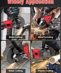 Built Tough As Nails Cordless Angle Grinder Featuring A Brushless Motor And Ten Thousand Rpm Speed on 4.5 inch platform for metal, rebar, and plastic cutting.