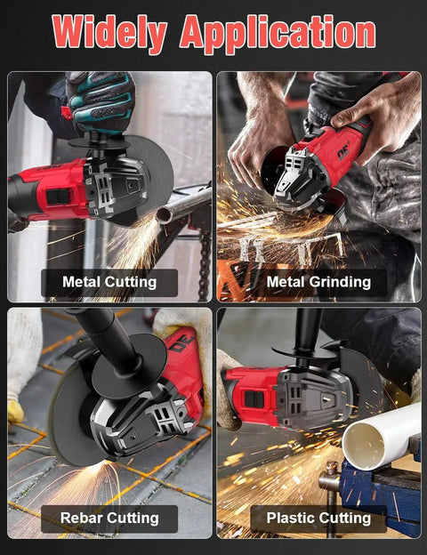 Built Tough As Nails Cordless Angle Grinder Featuring A Brushless Motor And Ten Thousand Rpm Speed on 4.5 inch platform for metal, rebar, and plastic cutting.