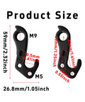 2 Pack Derailleur Hanger 144 Replacement Part With Mounting Hardware For Trek Gary Fisher Bikes showing product dimensions