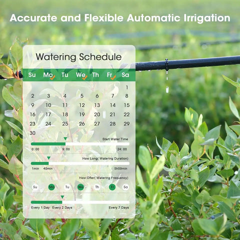 Smart Hose Timer With WiFi Hub For Automatic Lawn And Garden Irrigation, Alexa Compatible, 2.4GHz WiFi App Control displayed on plants