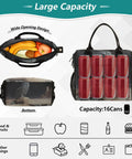 Insulated Leakproof Lunch Tote For Women And Men with wide opening design showing capacity for fruit and cans