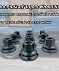 Premium Heavy Duty Wheel Lug Nuts For Dodge Ram 3500 4000 4500 5500 2012 To 2022 set of 10, black nuts showing bolt-on design.