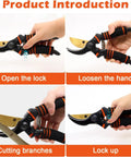Heavy Duty Pruning Shears For Garden Work With Foam Grip Handles, Bypass Hand Pruners And Eight Inch Garden Clippers shown in use