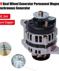 Beefy 24V 2000W DC Brushless Permanent Magnet Generator With Pure Copper Coil shown with dual wheel design