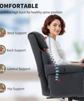 Executive Office Chair With Foot Rest For All Day Comfort, Comfy Reclining Swivel Desk Chair With High Back, Thick Cushions