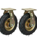 Heavy Duty Rubber Caster Wheels 8 Or 10 Inch Shock Absorbing Pneumatic Tires with sturdy metal mount for industrial use.