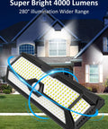 Super Bright Solar Outdoor Lights 4000 Lumen 268 LED Motion Sensor IP65 Waterproof mounted on house wall