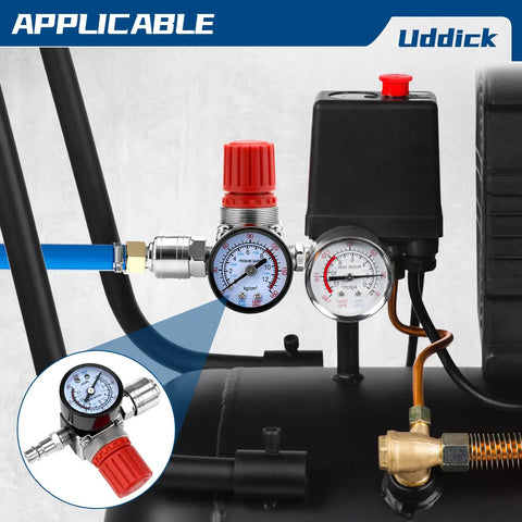 Air Compressor Pressure Regulator And Three Way Pneumatic Valve With Quarter Inch Connection Up To 180 PSI 12 Bar