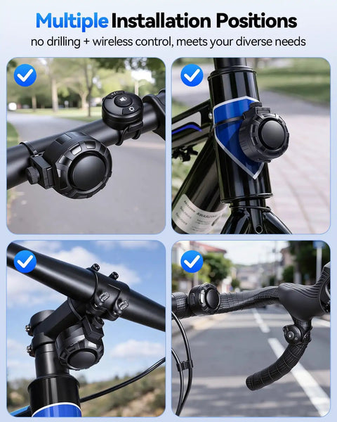 Wireless Bike Horn With Remote Control 120dB Loud As Heck Electric Bicycle Bell With 6 Sound Modes IPX5 Type C Charging Perfect For Adults Bikes EBikes And Scooters
