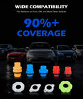 Slick No Mess Coolant Funnel Kit 17 Piece Leakproof Radiator Bleeder Tool Universal Fit with various colored connectors.
