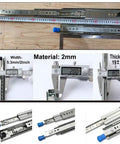 Heavy Duty Full Extension Ball Bearing Drawer Slides With Lock 52 Inch Steel Cabinet Runners Pair with detailed dimensions and material.