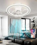 Modern Ceiling Fan With Lights Remote And App Control Dimmable Lighting Flush Mount Ceiling Fan For Bedroom 20 Inch White Finish