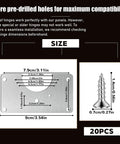 Diagram of 20-Piece Cabinet Hinge Repair Kit with Upgraded Half Square Plates and Screws, showing dimensions and compatibility.