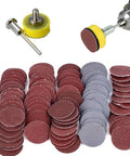 All In One Pro Grade 100 Piece 1 Inch Sanding Discs Kit With One Eighth Inch Shank For Dremel Rotary Tool Includes 100 180 240 1500 3000 Grit Papers Aluminum Oxide Polishing Pads For Quick Finishing Jobs