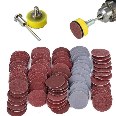 All In One Pro Grade 100 Piece 1 Inch Sanding Discs Kit With One Eighth Inch Shank For Dremel Rotary Tool Includes 100 180 240 1500 3000 Grit Papers Aluminum Oxide Polishing Pads For Quick Finishing Jobs